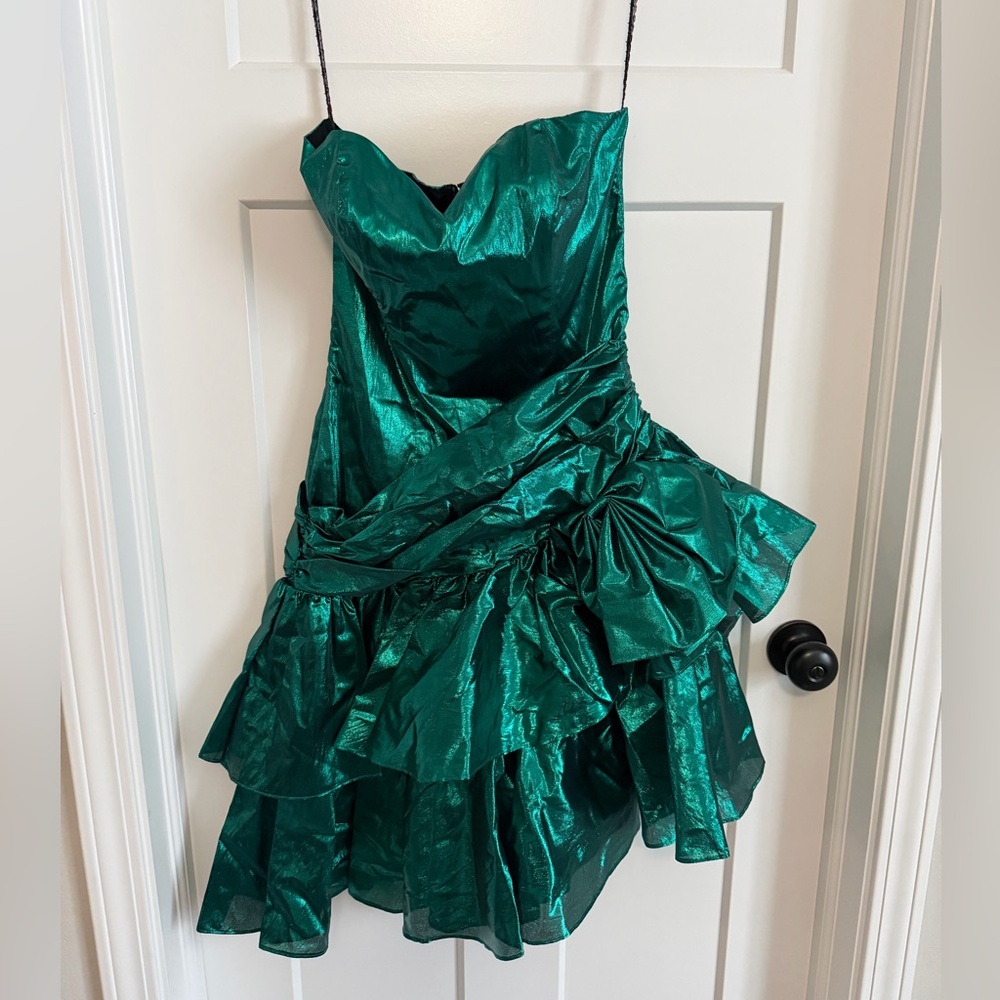 Vintage 80s Zum Zum metallic green dress size 9